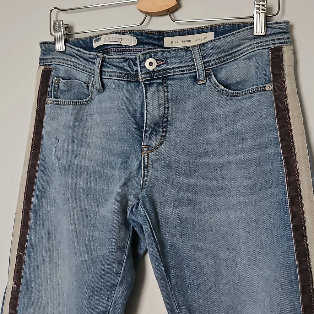 Anthropolgie Pilcro And The Letterpress Slim Boyfriend Distressed Jeans Blue 27 - Picture 2 of 12